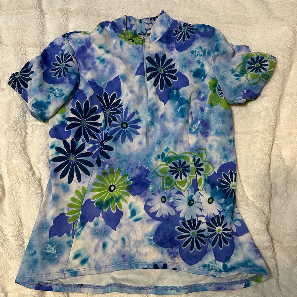 Shebeest Blue‎ and Green Floral Blouse